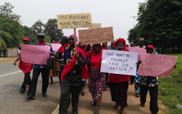 Akatsi retirees protest poor SSNIT pensions